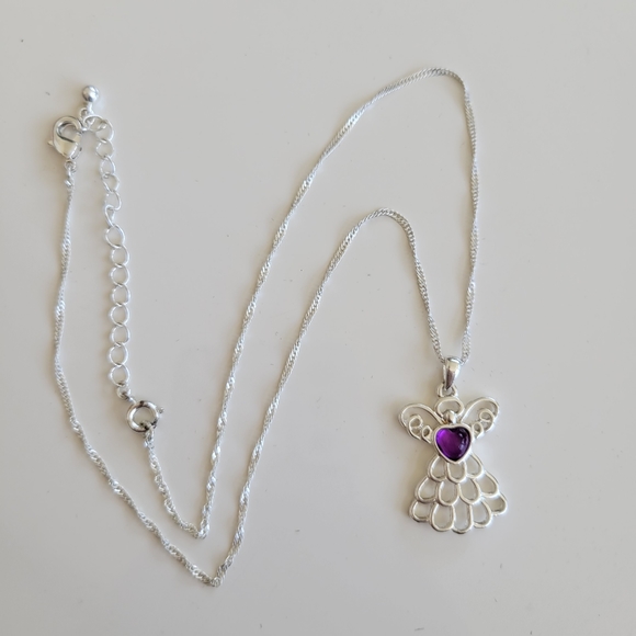 Avon | Mary February Birthstone Angel Necklace Amethyst Color - Picture 2 of 8